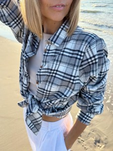 Koszula flanelowa krata z granatem ASPEN NAVY & CREAM
