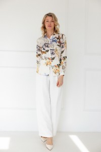 Koszula taliowana w kwiaty FALL GARDEN SILK SOFT