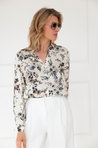 Koszula luźna w kwiaty NAVY GARDEN SILK SOFT