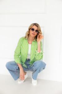 Koszula luźna w paski MONTE CARLO STRIPES GREEN