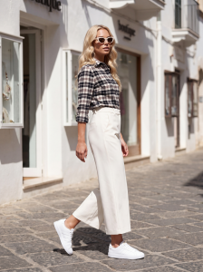 Koszula w kratę taliowana SUGAR BLACK & BEIGE