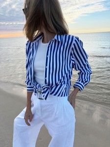 Koszula luźna w paski MONTE CARLO STRIPES - NAVY COBALT