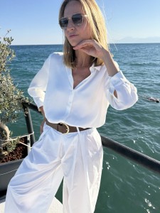 Koszula luźna ecru EVENING WHITE SILK SOFT