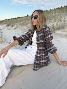 Koszula flanelowa w kratę luźna BROWN & PLUM CHIC