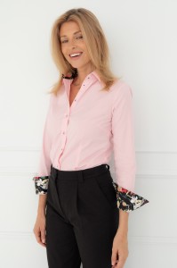 Koszula elastyczna różowa z kolorem LOVELY PINK BLACK