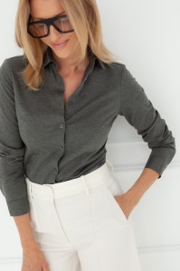 Koszula elastyczna zielona COMFY GREEN z dzianiny bawełnianej