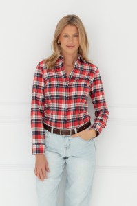 Koszula flanelowa krata taliowana COZY NAVY & RED