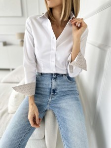 Koszula biała z beżem i złotem LUXURY GOLD ROYAL WHITE