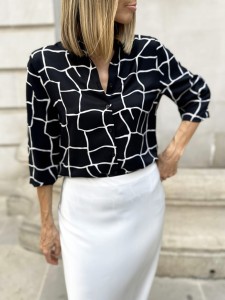 Koszula czarna we wzór BLACK & BEIGE SOFT CASUAL FIT